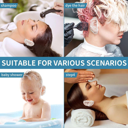 100 Pack Disposable Clear Ear Covers for Shower – Waterproof Plastic Ear Protectors for Hair Dye, Bathing, and Swimming