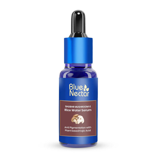 Blue Nectar 1.5% Kojic Acid Face Serum | Mushroom & Rice Water Serum for Pigmentation & Dark Spots | Day & Night Serum for Women & Men (18 Herbs, 30ml)