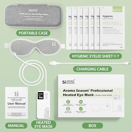 Aroma Season Vibrating Heated Eye Mask for Dry Eyes – 3000mAh Cordless Warm Eye Compress for Stye, Blepharitis, Rechargeable Electric Eye Heating Pad for MGD, with Hygienic Eyelid Sheets Avelisse