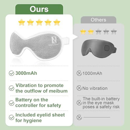 Aroma Season Vibrating Heated Eye Mask for Dry Eyes – 3000mAh Cordless Warm Eye Compress for Stye, Blepharitis, Rechargeable Electric Eye Heating Pad for MGD, with Hygienic Eyelid Sheets Avelisse