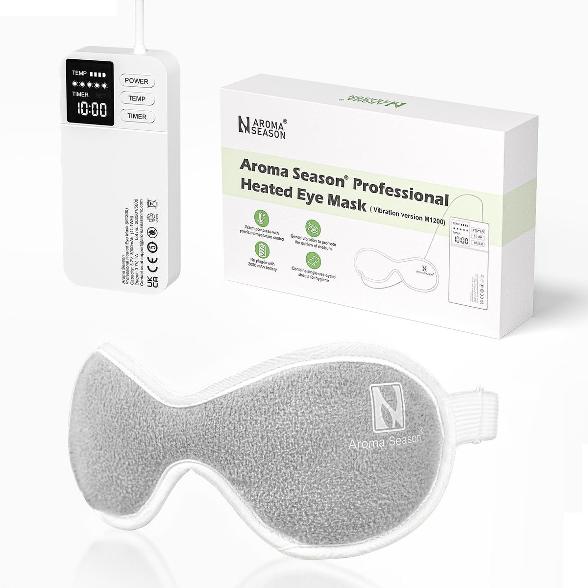 Aroma Season Vibrating Heated Eye Mask for Dry Eyes – 3000mAh Cordless Warm Eye Compress for Stye, Blepharitis, Rechargeable Electric Eye Heating Pad for MGD, with Hygienic Eyelid Sheets Avelisse