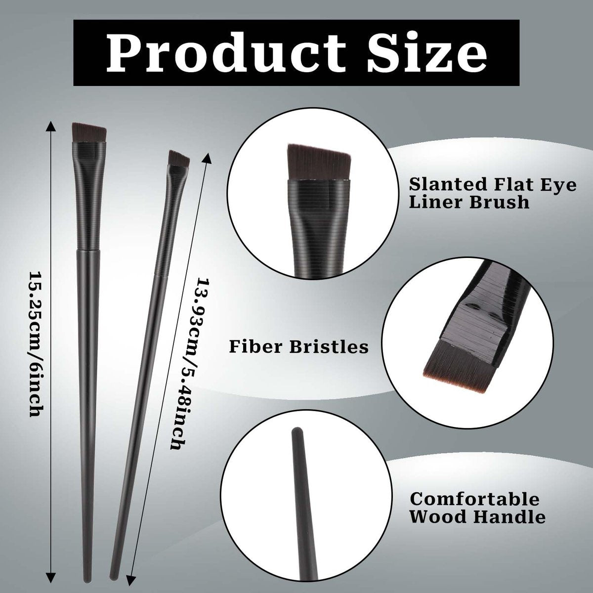 10-Piece Angled Eyebrow & Eyeliner Brush Set – Flat Eyebrow Tint Brush, Ultra Thin Angled Applicator for Precise Makeup - görsel 3