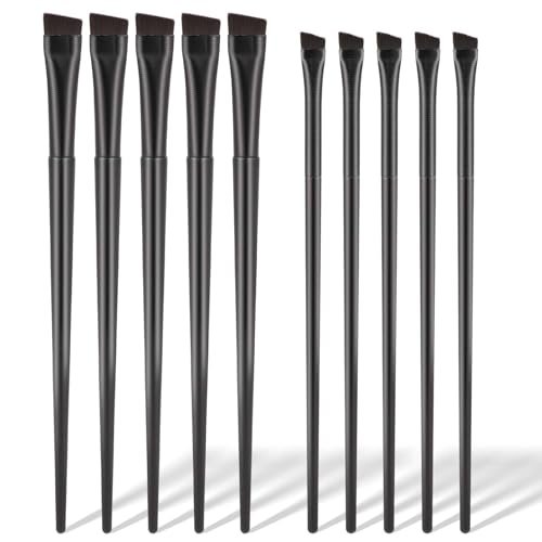 10-Piece Angled Eyebrow & Eyeliner Brush Set – Flat Eyebrow Tint Brush, Ultra Thin Angled Applicator for Precise Makeup - görsel 2