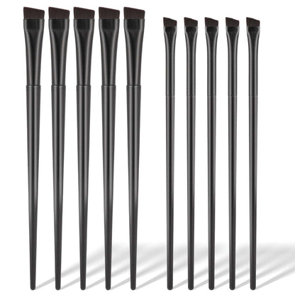 10-Piece Angled Eyebrow & Eyeliner Brush Set – Flat Eyebrow Tint Brush, Ultra Thin Angled Applicator for Precise Makeup