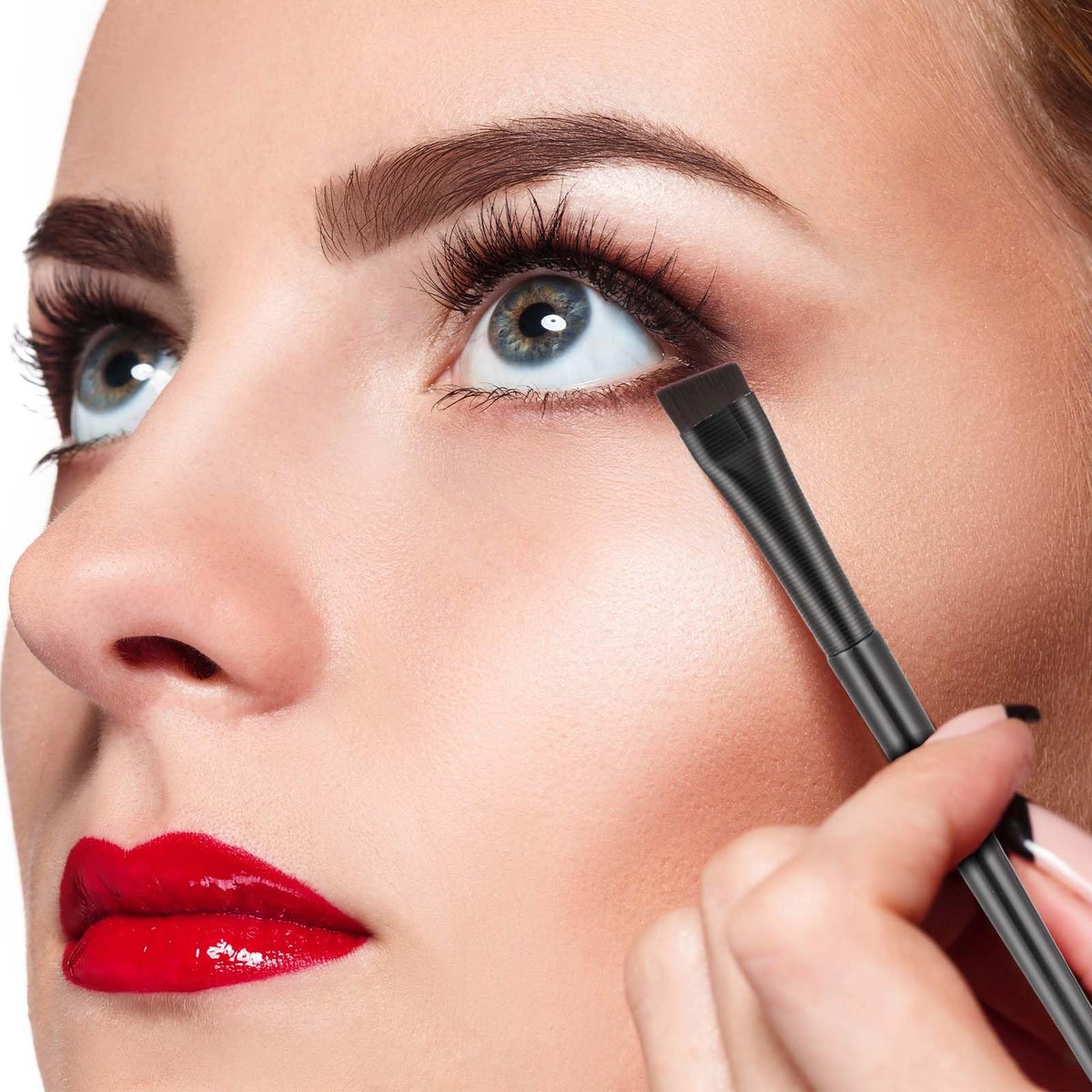 10-Piece Angled Eyebrow & Eyeliner Brush Set – Flat Eyebrow Tint Brush, Ultra Thin Angled Applicator for Precise Makeup - görsel 9