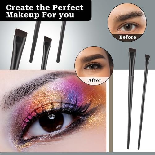 10-Piece Angled Eyebrow & Eyeliner Brush Set – Flat Eyebrow Tint Brush, Ultra Thin Angled Applicator for Precise Makeup - görsel 6
