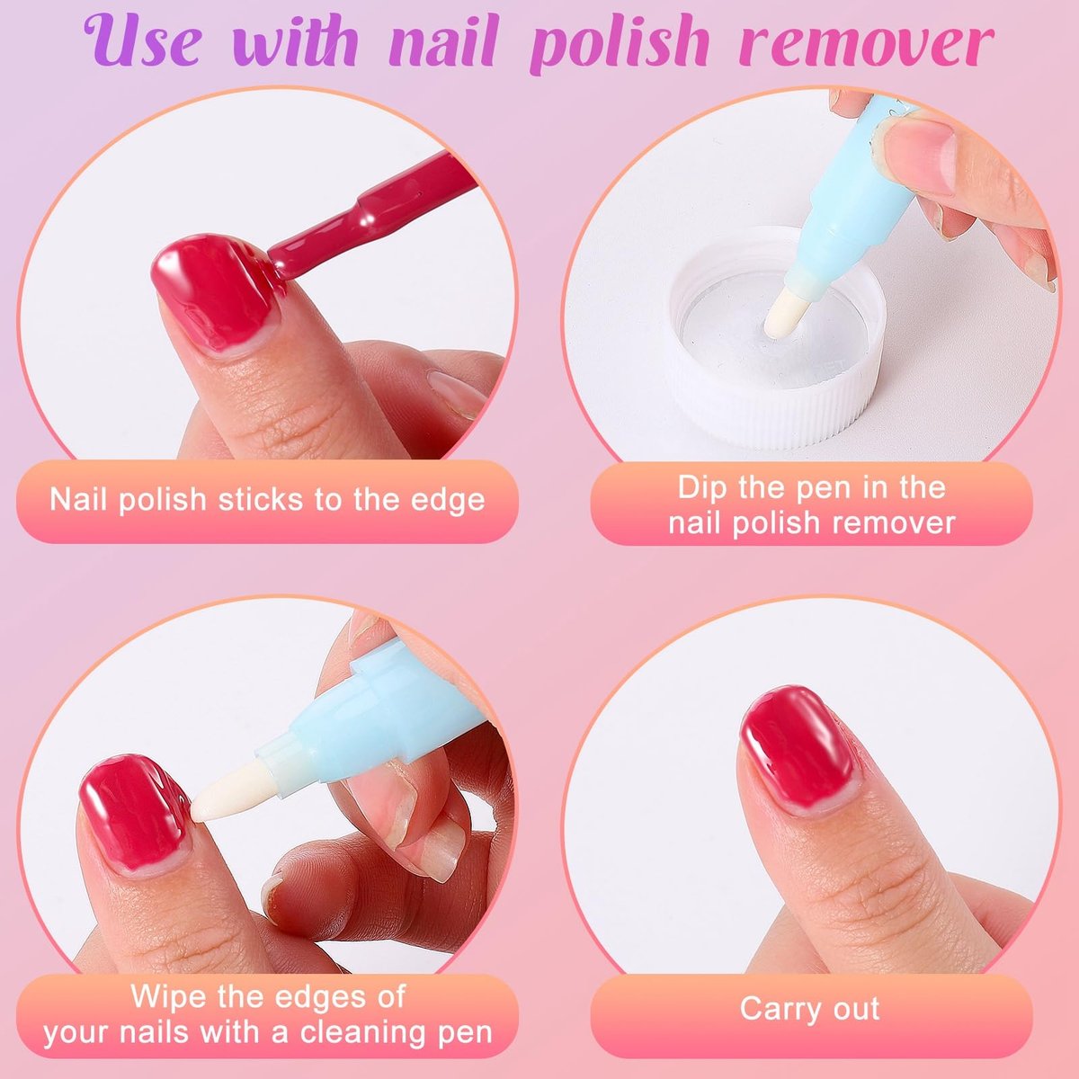 GGSTDDUP 8-Pack Nail Polish Remover Pens - Precision Gel & Regular Polish Corrector with Cotton Tips for Nail Art DIY and Cuticle Edge Cleaning - görsel 3