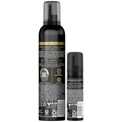 TRESemmé Shaping Mousse Extra Hold 2-Pack + Travel-Size – 24H Frizz Control & Moisturizing Hair Mousse for Sculpting (3 Piece Set) Avelisse