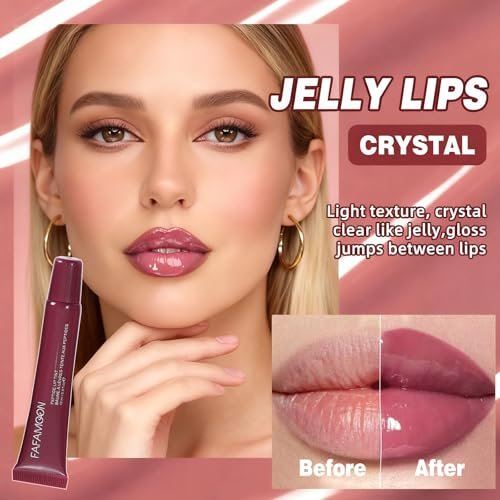 DENESTUP Lip Jam Hydrating Lip Gloss Set - 5 Nude Glitter Glossy Plumping Lipglosses with High Shine Glass Finish - görsel 14