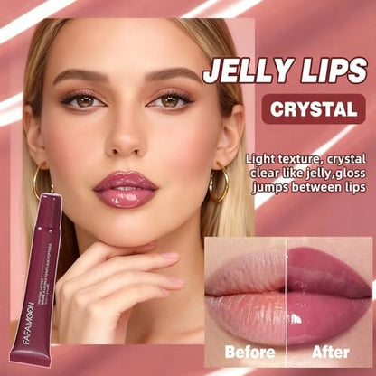 DENESTUP Lip Jam Hydrating Lip Gloss Set - 5 Nude Glitter Glossy Plumping Lipglosses with High Shine Glass Finish