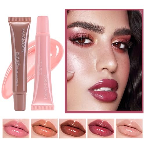 DENESTUP Lip Jam Hydrating Lip Gloss Set - 5 Nude Glitter Glossy Plumping Lipglosses with High Shine Glass Finish - görsel 8