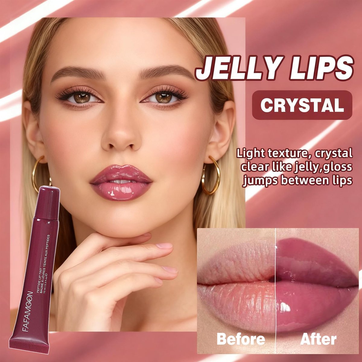 DENESTUP Lip Jam Hydrating Lip Gloss Set - 5 Nude Glitter Glossy Plumping Lipglosses with High Shine Glass Finish - görsel 13