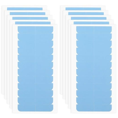 Mabor 120Pcs Double Sided Blue Adhesive Tape for Hair Extensions - 1.58 x 0.32 Inch Polyurethane Tape for Wig and Hair Replacement