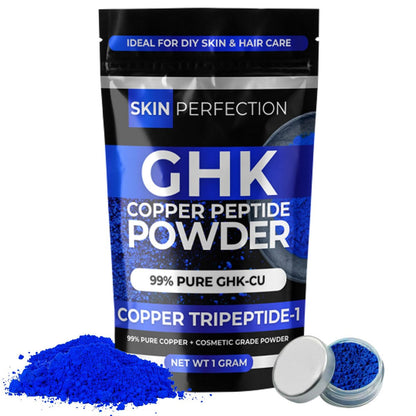 Skin Perfection GHK-Cu Copper Peptide Powder 99.7% Pure – DIY Copper Peptides Serum for Face and Scalp, 1 Gram (Creates Up to 100ml) for Fuller Hair and Smoother Skin Avelisse