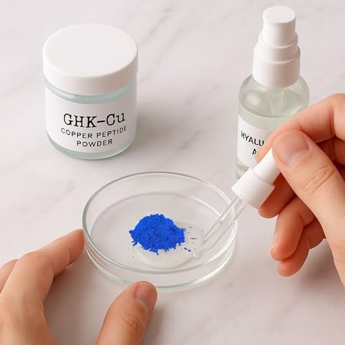Skin Perfection GHK-Cu Copper Peptide Powder 99.7% Pure – DIY Copper Peptides Serum for Face and Scalp, 1 Gram (Creates Up to 100ml) for Fuller Hair and Smoother Skin Avelisse