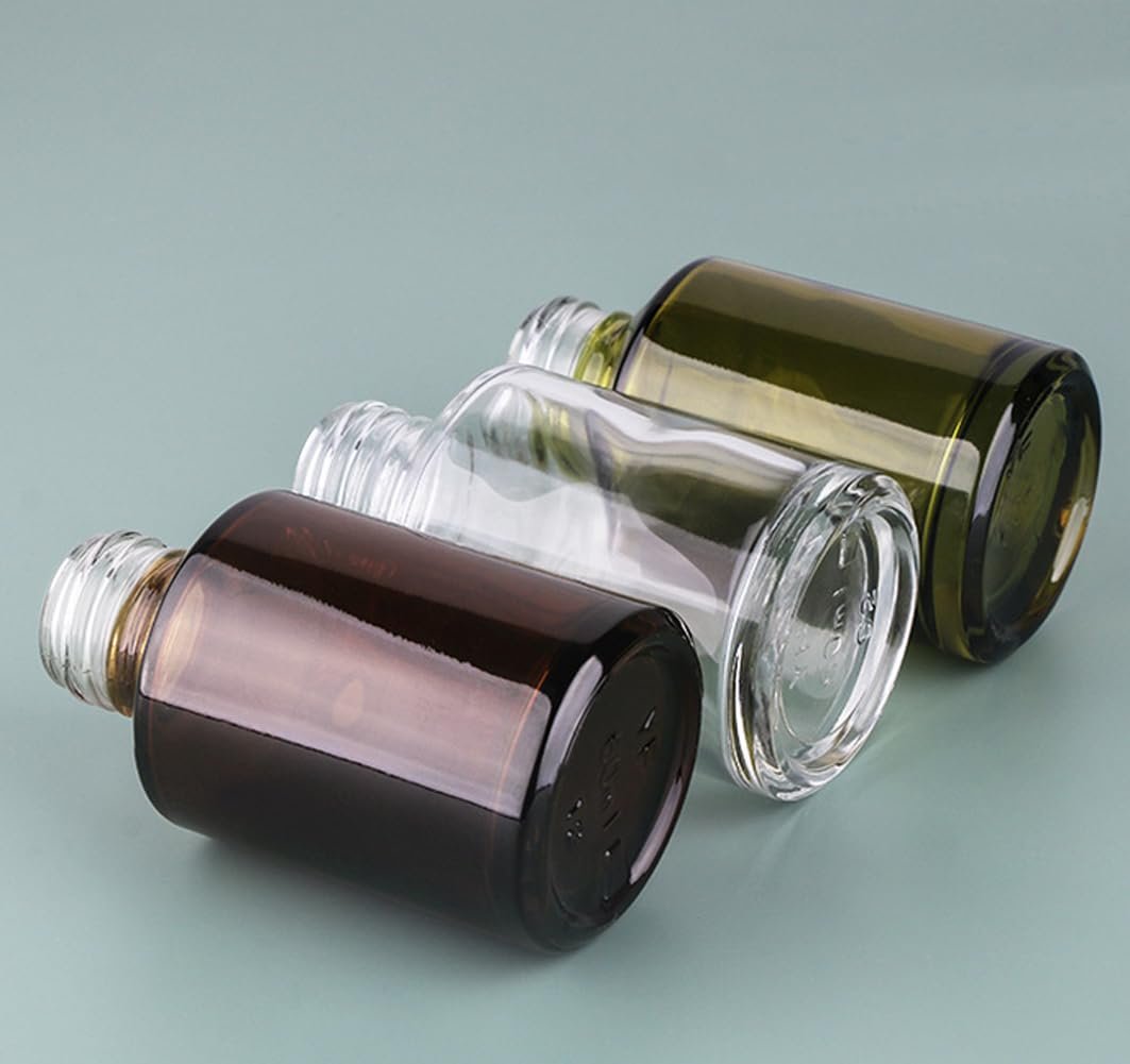 2 Pcs 60ml 2oz Glass Travel Bottles Leakproof Liquid Foundation Bottle Lotion Pump Bottles Lotion Dispenser Soap Dispenser Cosmetics Containers Jar with Black Pump (Wine Red and Green) - görsel 11