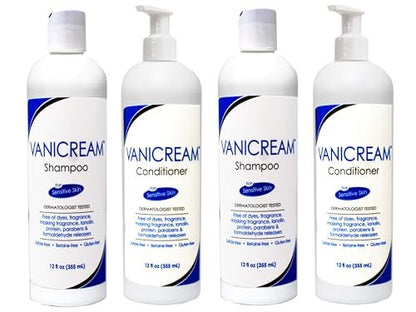Vanicream Shampoo and Conditioner Set for Sensitive Skin - Dermatologist Tested - 2 Bottles Each (12 Oz) - 4 Total Avelisse