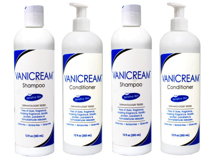 Vanicream Shampoo and Conditioner Set for Sensitive Skin - Dermatologist Tested - 2 Bottles Each (12 Oz) - 4 Total Avelisse