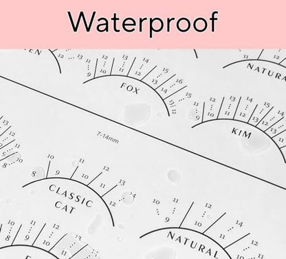 LEES A.M. Lash Mapping Chart for Eyelash Extension Training – Beginner Practice Sheet with Curl and Diameter Guide