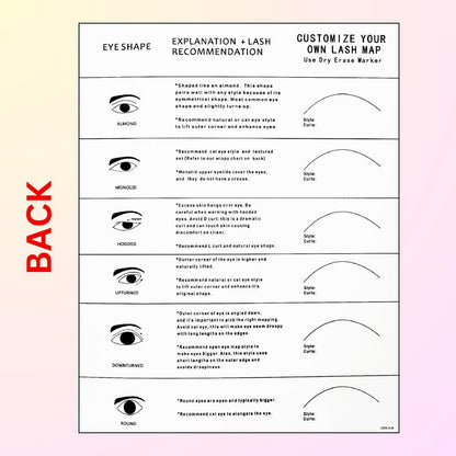 LEES A.M. Lash Mapping Chart for Eyelash Extension Training – Beginner Practice Sheet with Curl and Diameter Guide