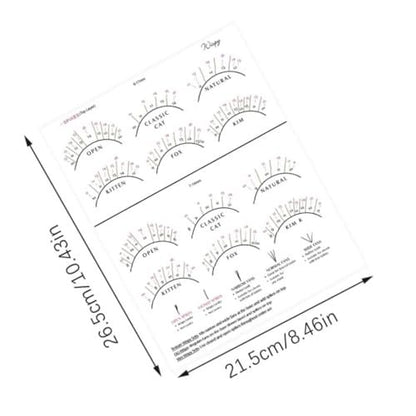 LEES A.M. Lash Mapping Chart for Eyelash Extension Training – Beginner Practice Sheet with Curl and Diameter Guide