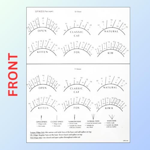 LEES A.M. Lash Mapping Chart for Eyelash Extension Training – Beginner Practice Sheet with Curl and Diameter Guide - görsel 4