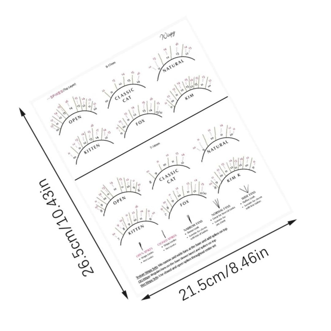 LEES A.M. Lash Mapping Chart for Eyelash Extension Training – Beginner Practice Sheet with Curl and Diameter Guide - görsel 13