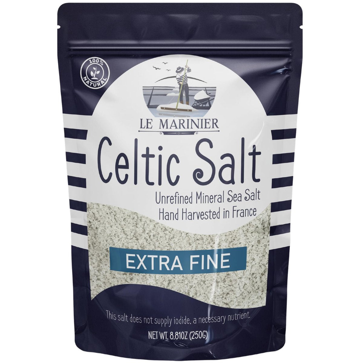 Le Marinier French Sea Salt Extra Fine, 8.81 oz – Organic Celtic Salt, 100% Natural, Mineral Rich, Unrefined, Hand Harvested - görsel 1