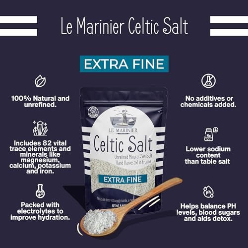 Le Marinier French Sea Salt Extra Fine, 8.81 oz – Organic Celtic Salt, 100% Natural, Mineral Rich, Unrefined, Hand Harvested - görsel 4