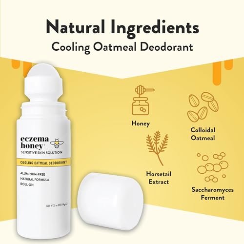 ECZEMA HONEY Soothing Oatmeal Deodorant - Aluminum Free Roll On for Women & Men - Natural Deodorant for Eczema Prone & Sensitive Skin (3 Oz) Avelisse