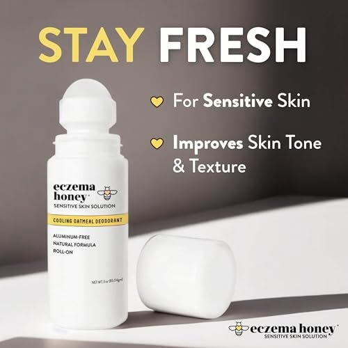 ECZEMA HONEY Soothing Oatmeal Deodorant - Aluminum Free Roll On for Women & Men - Natural Deodorant for Eczema Prone & Sensitive Skin (3 Oz) Avelisse