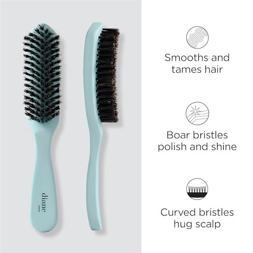 Diane Nylon Reinforced Boar Bristle Curved Smoothing Hair Brush – Tame Frizz & Flyaways, Glossy Finish for Ponytails, Buns & Updos - görsel 4