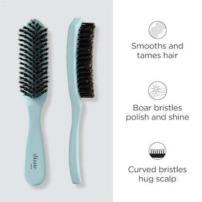 Diane Nylon Reinforced Boar Bristle Curved Smoothing Hair Brush – Tame Frizz & Flyaways, Glossy Finish for Ponytails, Buns & Updos