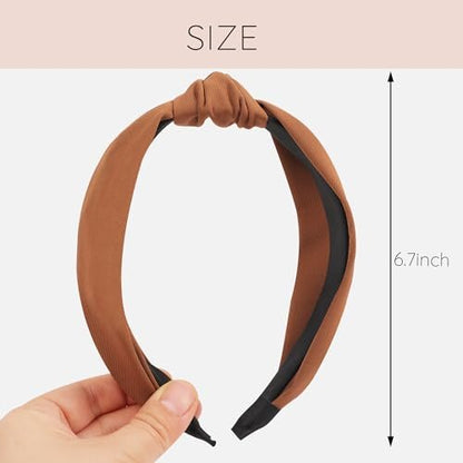 Sept Montagne Top Knotted Headband for Women Trendy 4 Pack - Wide Chunky Headbands in Black, Brown, Leopard - Fashion Hair Accessories