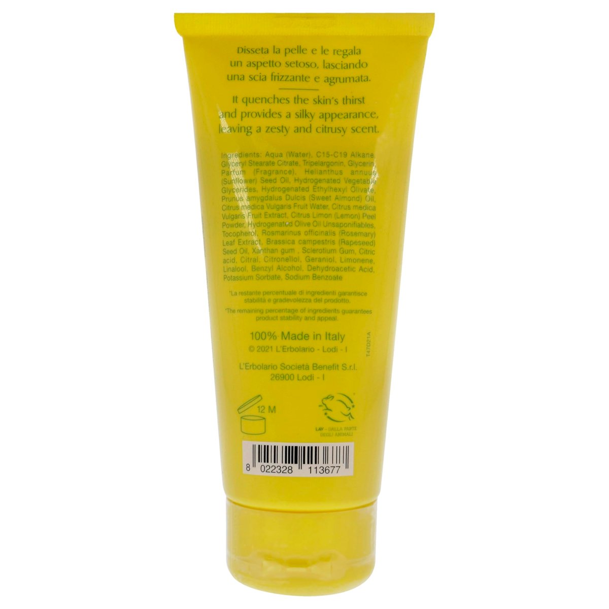 Thirst-Quenching Body Cream - Calabrian Citron by L'Erbolario for Unisex - 3.3 oz - görsel 3