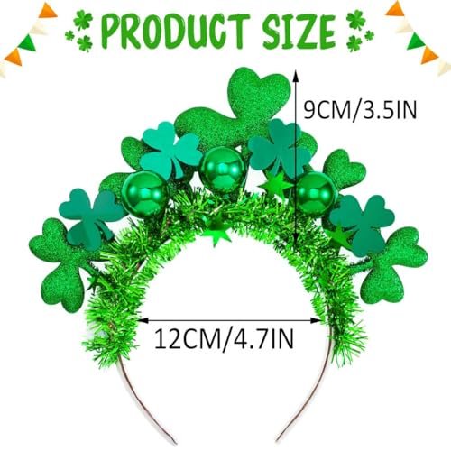 GORTIN Light Up St. Patrick's Day Headband - Green LED Shamrock Headband with Glowing Balls for Women, Irish Day Festival Costume Headwear - görsel 6