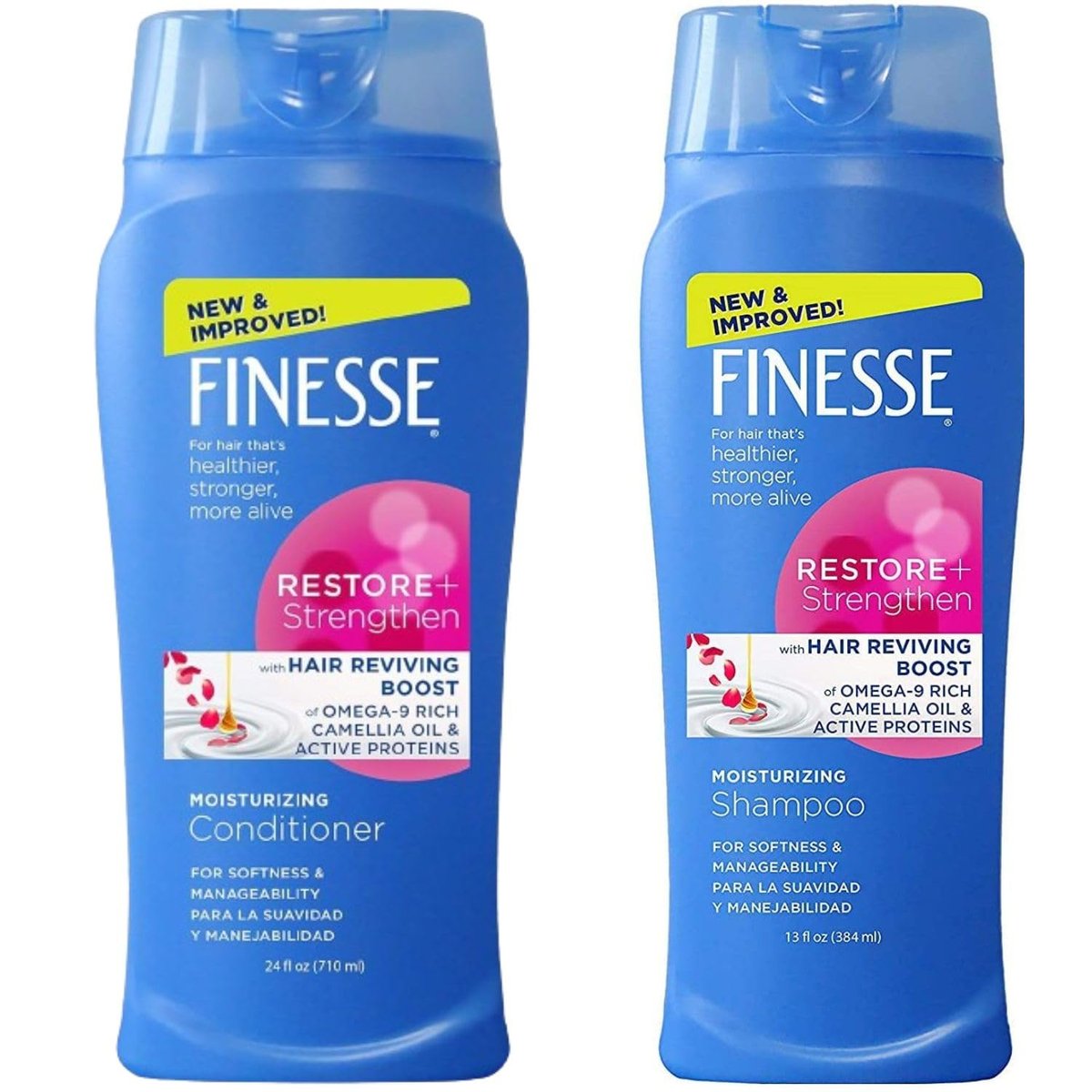 Variety Junction Finesse 13oz Moisturizing Texture Enhancing Restore + Strengthen Shampoo and Conditioner Set Avelisse
