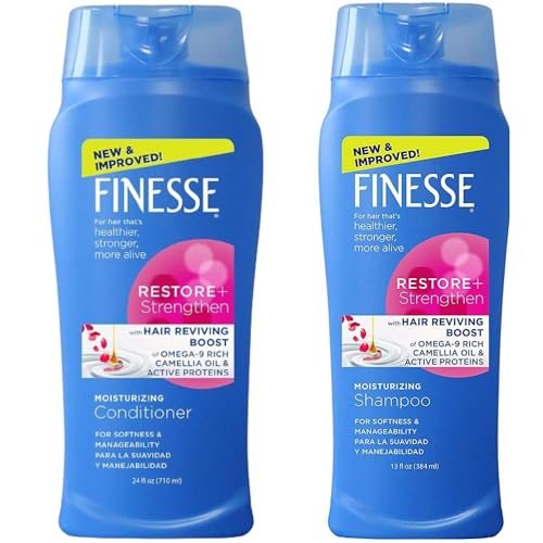 Variety Junction Finesse 13oz Moisturizing Texture Enhancing Restore + Strengthen Shampoo and Conditioner Set Avelisse
