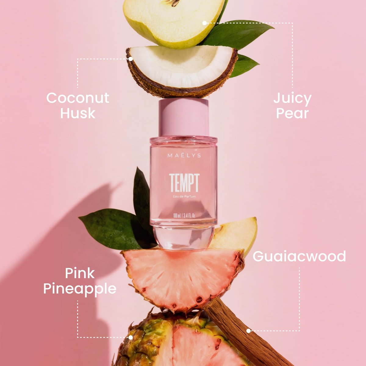 MAËLYS TEMPT Long Lasting Eau de Parfum for Women - Sparkling Citrus, Tropical Fruit & Soft Musk - Luxury Floral Fragrance (100mL) Avelisse