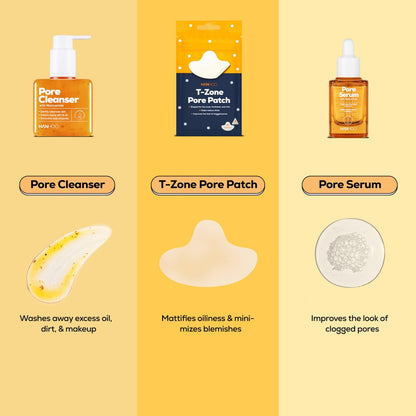 Hanhoo Pore Collection: Pore Cleanser, Serum & T-Zone Pore Patches with Niacinamide and Salicylic Acid | Korean Skincare Routine for Clogged Pores