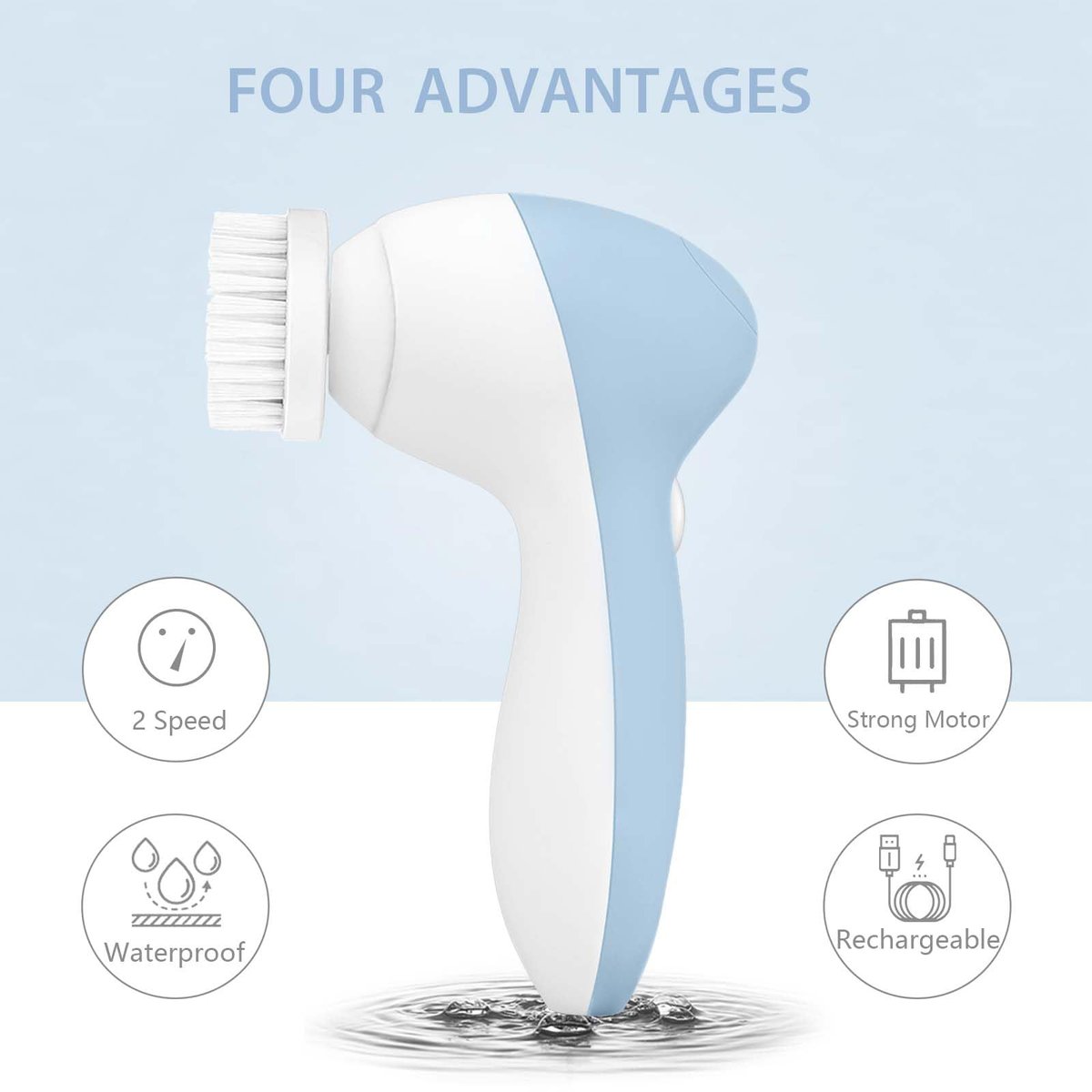 Rechargeable Facial Cleansing Spin Brush Set with 7 Exfoliating Brush Heads - Complete Face Spa System by CLSEVXY - Advanced Microdermabrasion for Gentle Exfoliation and Deep Scrubbing Avelisse