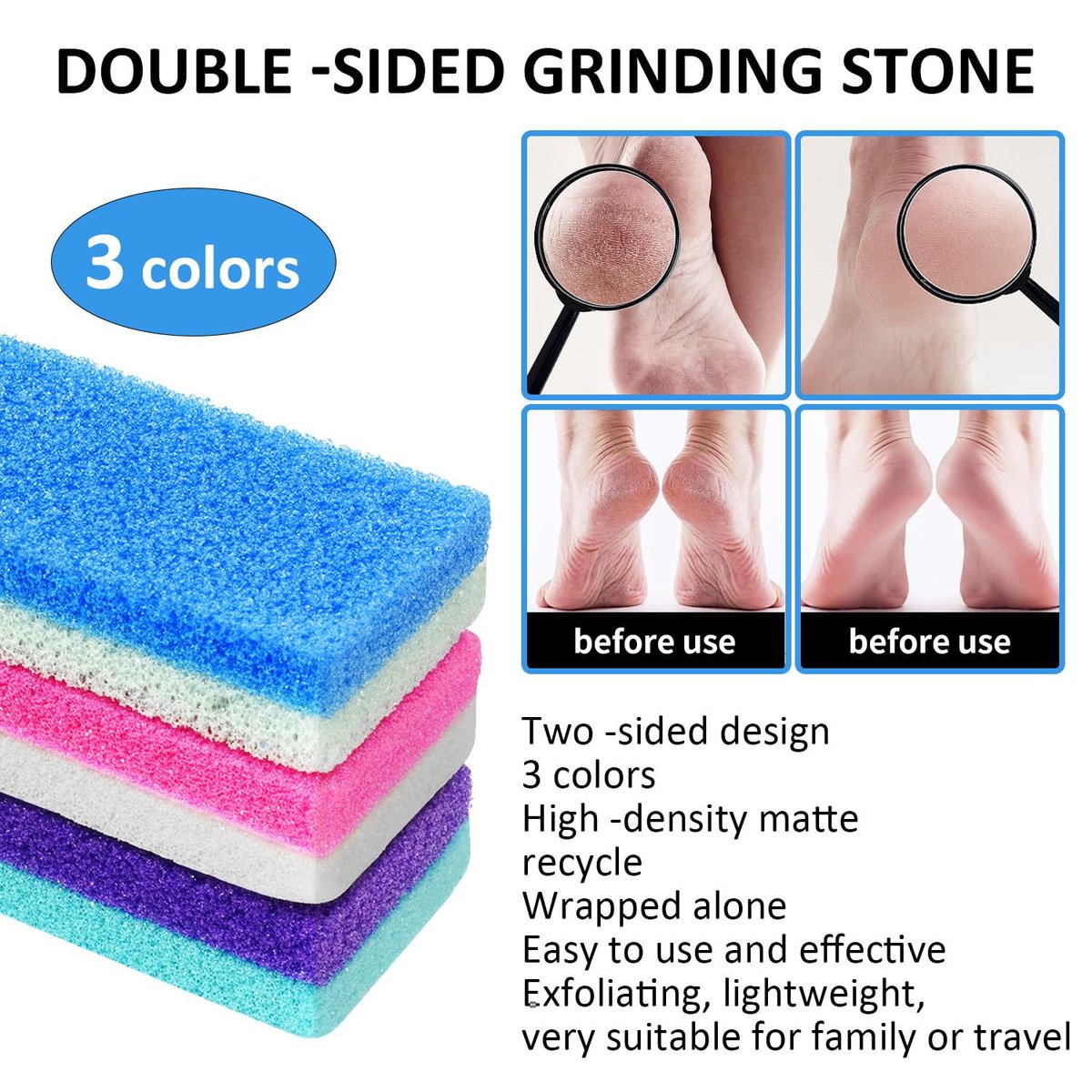 6-Piece Professional Pedicure Foot Pumice Stone for Feet - Dual-Sided Callus Remover & Dead Skin Scrubber - görsel 5