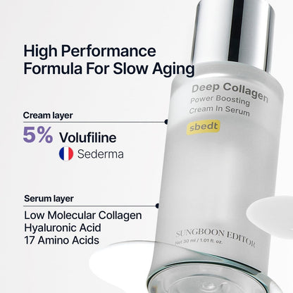 SUNGBOON EDITOR Deep Collagen Serum with 5% Volufiline, 58% Low Molecular Collagen & 2% Niacinamide - Hydrating & Smoothing Face Serum, Korean Skincare, 1.01 fl oz Avelisse