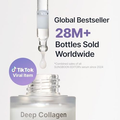 SUNGBOON EDITOR Deep Collagen Serum with 5% Volufiline, 58% Low Molecular Collagen & 2% Niacinamide - Hydrating & Smoothing Face Serum, Korean Skincare, 1.01 fl oz Avelisse