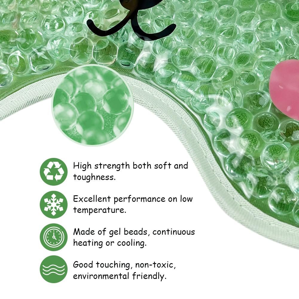 CONBELLA Kids Ice Packs 2 Pack – Reusable Cooling Eye Mask with Soft Plush Backing for Children, Boo Boos, Sinus Headache, Fever Relief (Green + Grey) - görsel 9