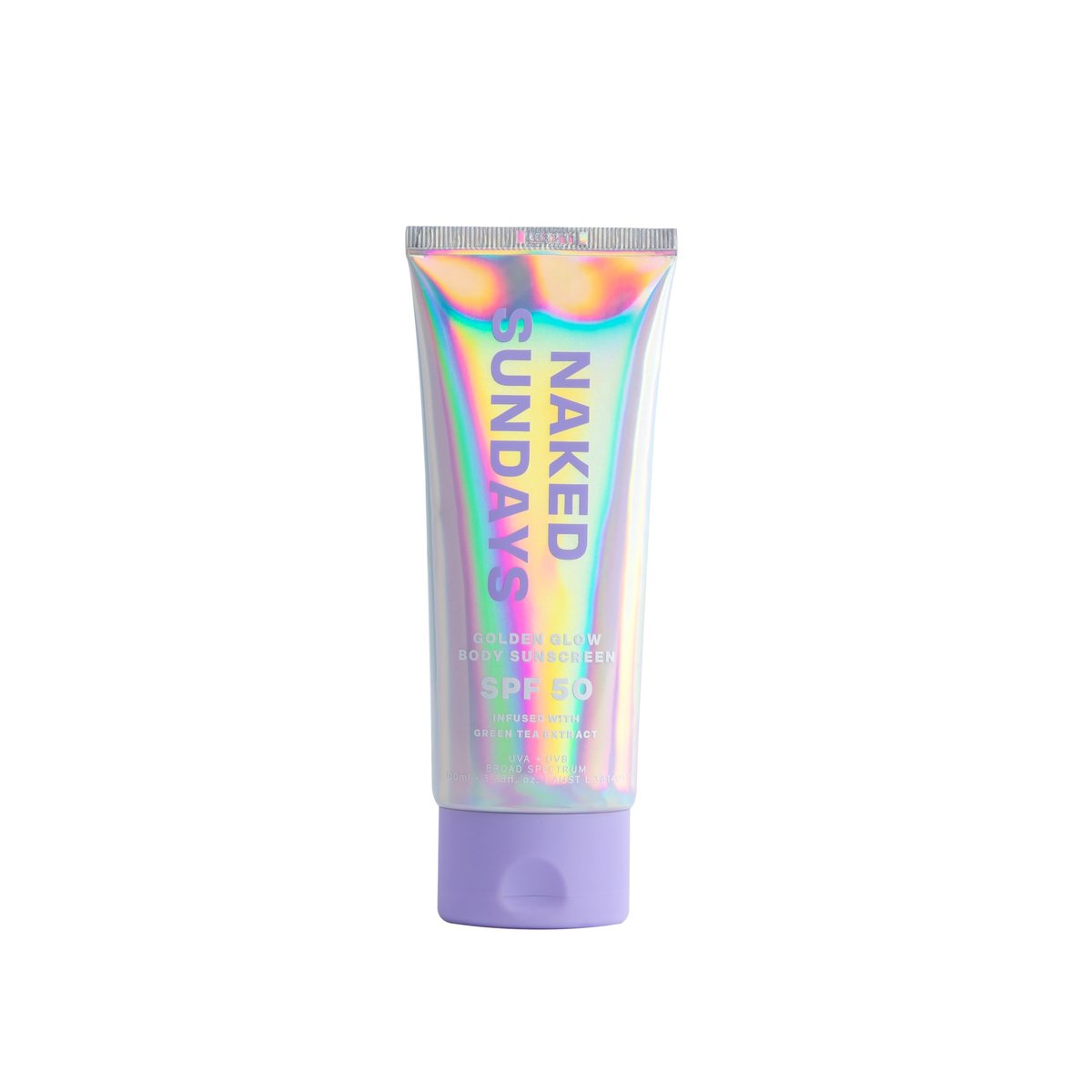 Naked Sundays SPF50 Golden Glow Body Sunscreen – Broad Spectrum UVA/UVB Protection, Glowy & Shimmering, Fragrance-Free, Firming, Non-Transfer SPF Lotion – 100ml Avelisse