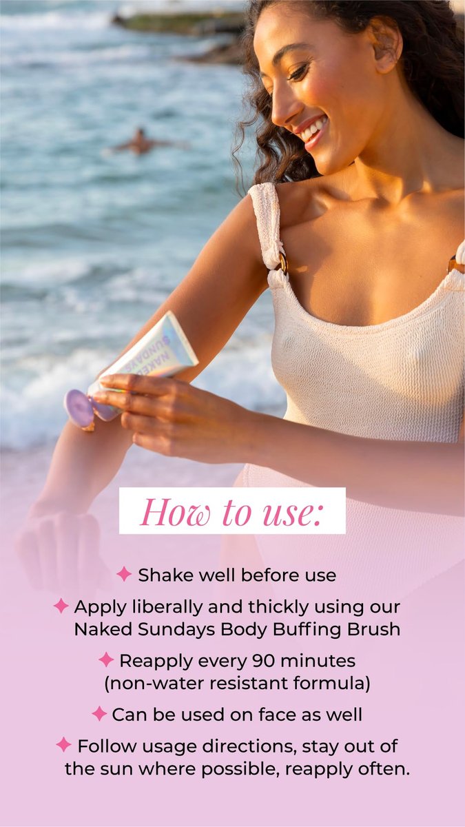 Naked Sundays SPF50 Golden Glow Body Sunscreen – Broad Spectrum UVA/UVB Protection, Glowy & Shimmering, Fragrance-Free, Firming, Non-Transfer SPF Lotion – 100ml Avelisse
