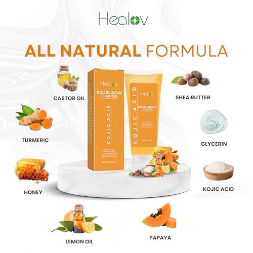 Healov Kojic Acid Soap for Hyperpigmentation – Skin Brightening Face and Body Wash with Papaya, Turmeric – Dark Spot Soap Reduces Acne Scars, Evens Skin Tone – 3.3 oz - görsel 10