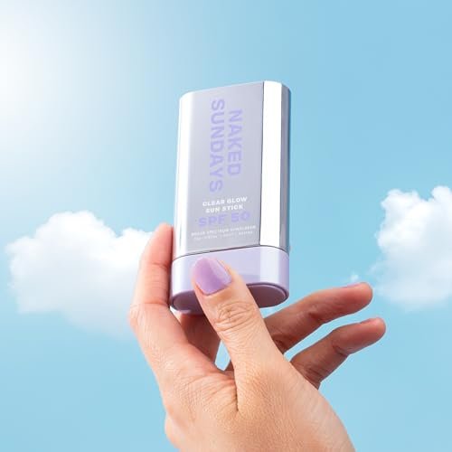 Naked Sundays Clear Glow Sun Stick SPF 50 – Invisible Clear Sunscreen Stick for Face & Body, Fragrance-Free, Broad Spectrum, Travel-Friendly, 19g Avelisse