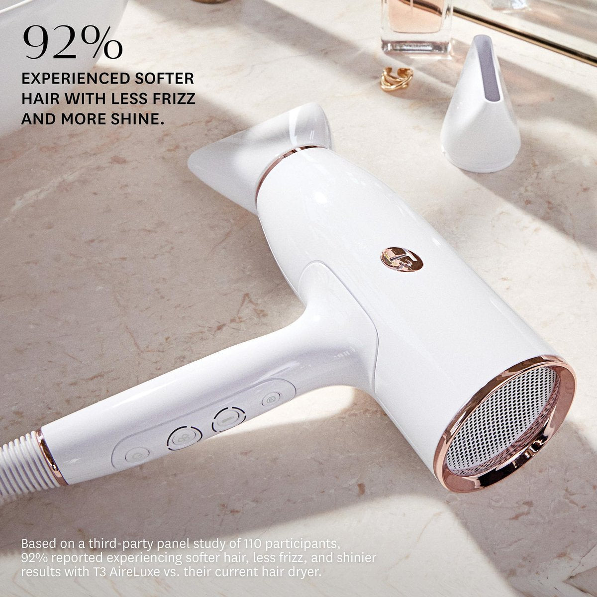 T3 AireLuxe Professional Ionic Hair Dryer and Brush Set - White Avelisse